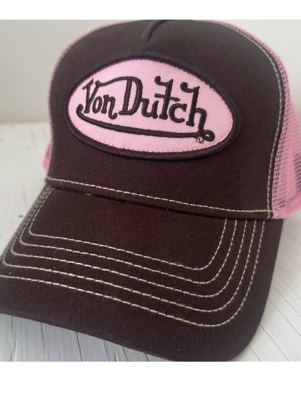 Von Dutch Brown and Pink Trucker Hat
Unisex